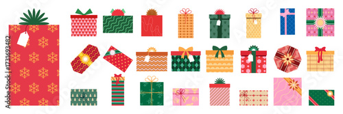 Christmas gift boxes and holiday presents collection