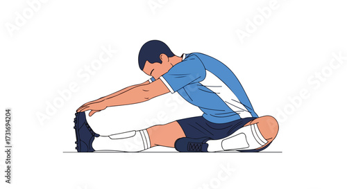 Athlete warming up, illustration displaying fitness, health, and an active lifestyle, isolated posture promoting flexibility and well-being using a