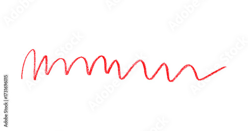 Hand drawn red pencil lines, circles, stripes and squiggly lines on transparent background.