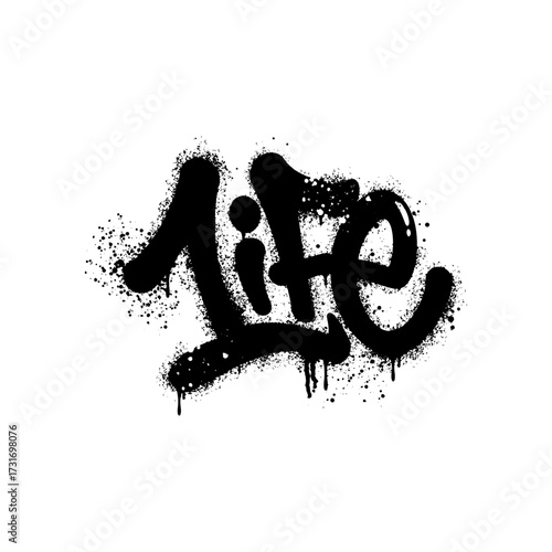 Old graffiti lettering art of word life in urban spray style