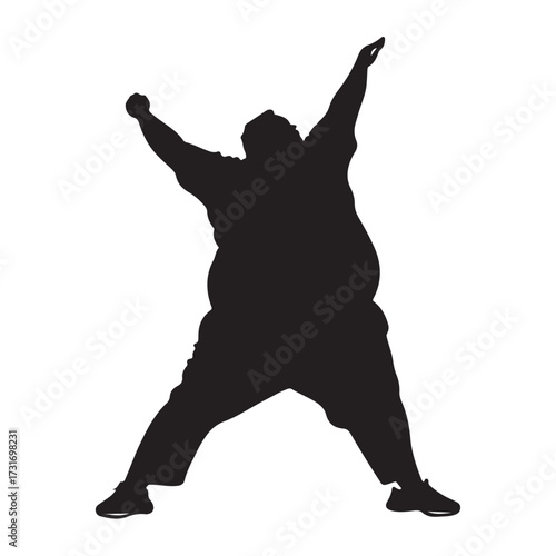 Vector silhouette of a fat man.