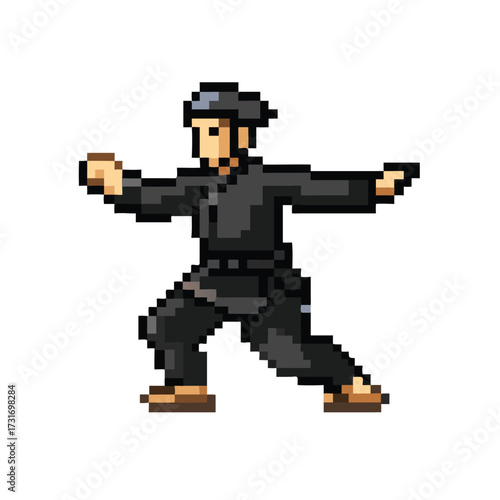 Pixel Art Pencak Silat Fighter Sprite, 16-bit Southeast Asian Martial Arts for RPG