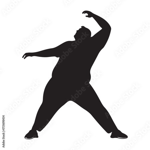 Vector silhouette of a fat man.