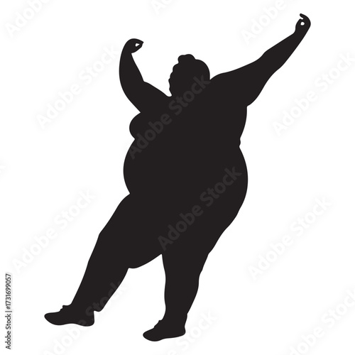 Vector silhouette of a fat man.
