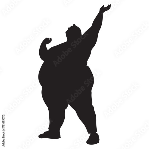 Vector silhouette of a fat man.