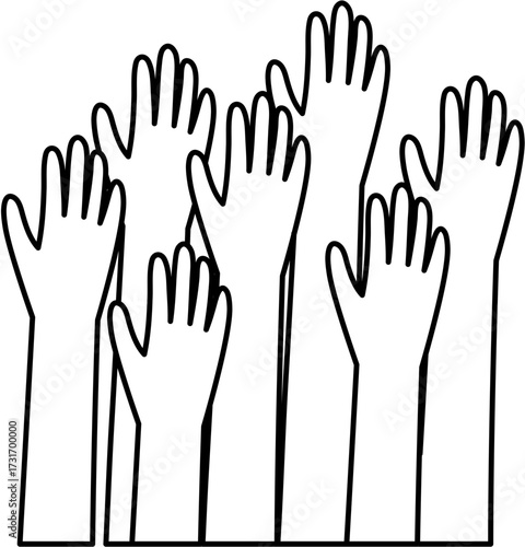 people voting element hand raise