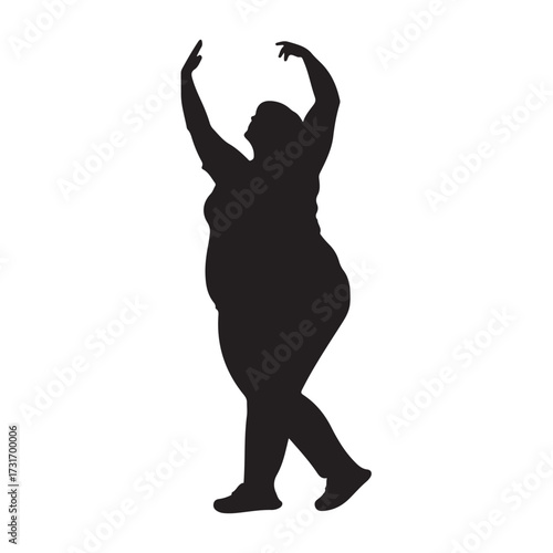 Vector silhouette of a fat man.
