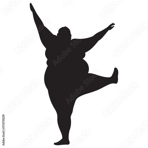 Vector silhouette of a fat man.