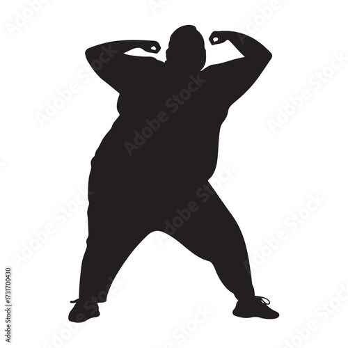 Vector silhouette of a fat man.