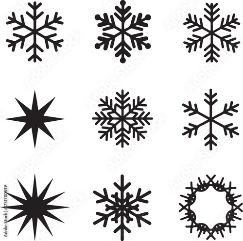 Snowflake Symphony: A captivating array of intricately designed snowflakes, each showcasing unique crystalline structures in a harmonious display, evocative of the quiet beauty of winter.