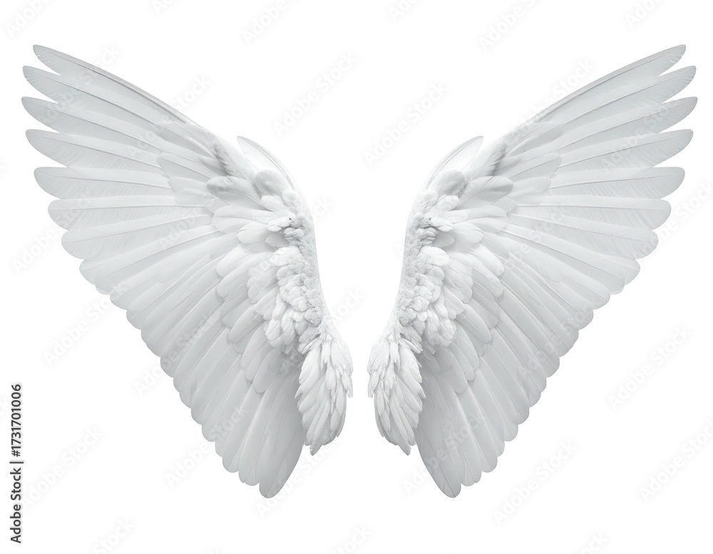 Obraz premium Pair of large, detailed white angel wings