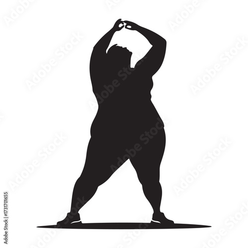 Vector silhouette of a fat man.