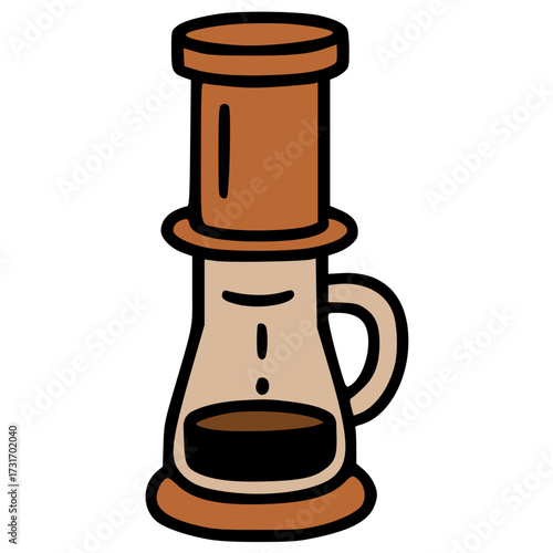 AeroPress coffee maker hand drawn vector icon