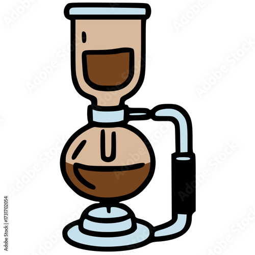 Siphon coffee maker hand drawn vector icon