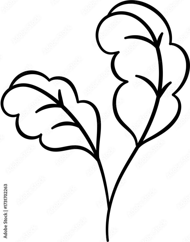 Obraz premium simple leaves doodle outline