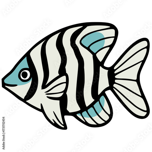 Freshwater angelfish tropical aquarium vector icon