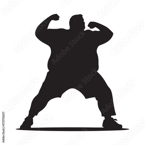 Vector silhouette of a fat man.
