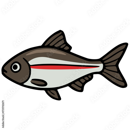 Neon tetra tropical freshwater vector icon