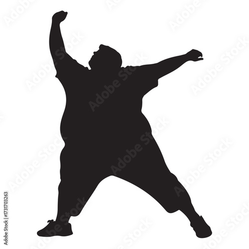 Vector silhouette of a fat man.