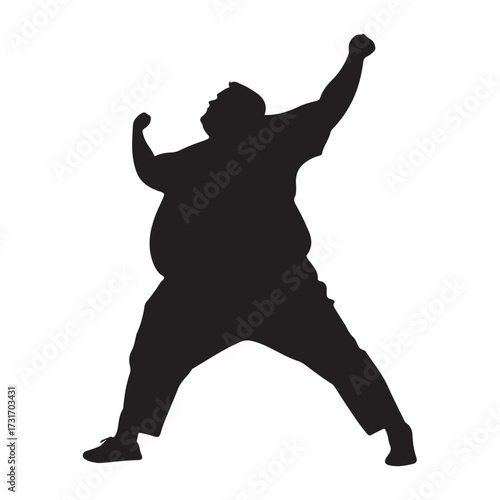 Vector silhouette of a fat man.
