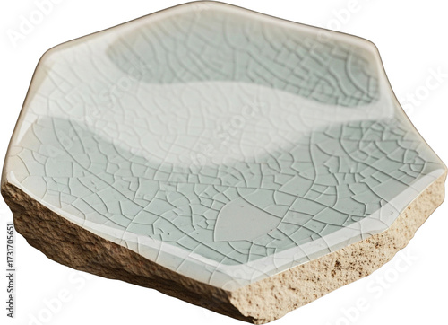 Ceramic Crackle Glaze Tile Fragment, Transparent Background