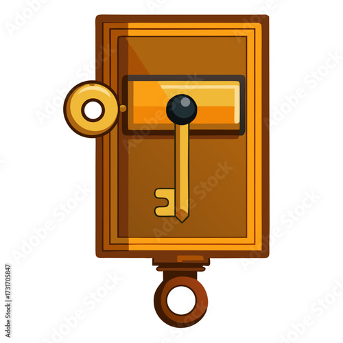 Key cabinet hook with golden key and brown background  