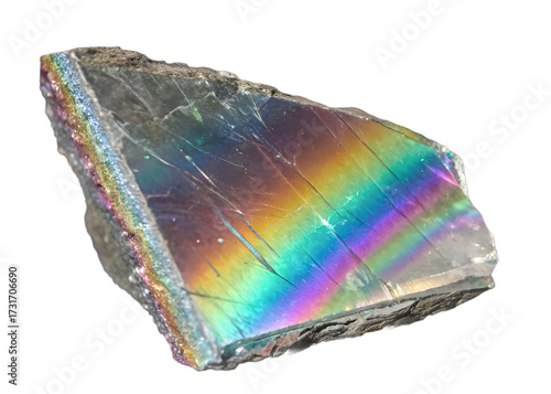 Iridescent Rainbow Prism Mineral Rock, Transparent Background