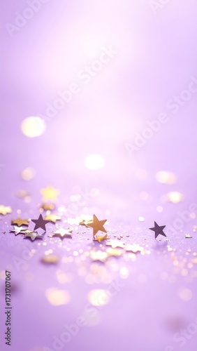 Soft purple background with golden stars and glitter