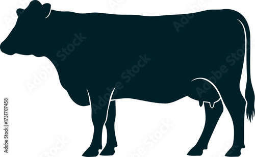 black and white cow silhouette vector