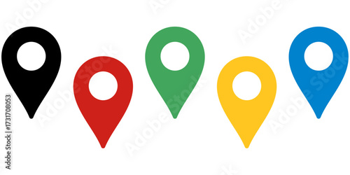 地図　マップ　ピン　現在地　カラフル　セット