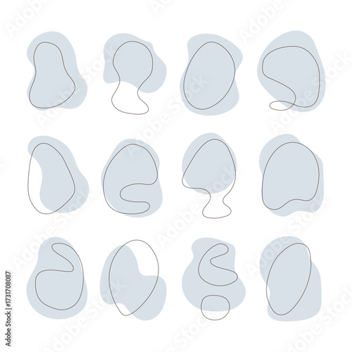 Abstract shapes in light colors displayed in a grid layout for creative inspiration