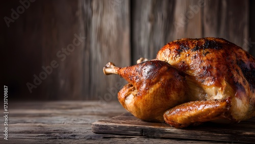 Wallpaper Mural Roasted turkey on a wooden cutting board. The turkey is golden brown with crispy skin, ideal for Thanksgiving celebrations in the USA and Canada. Torontodigital.ca