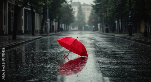 Solitude on a Rainy Street