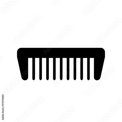 Simple black comb silhouette icon for hair care and personal grooming. Isolated vector graphic symbol for beauty and styling concepts