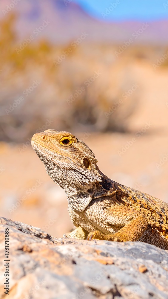Fototapeta premium Close-up of a desert lizard on rock