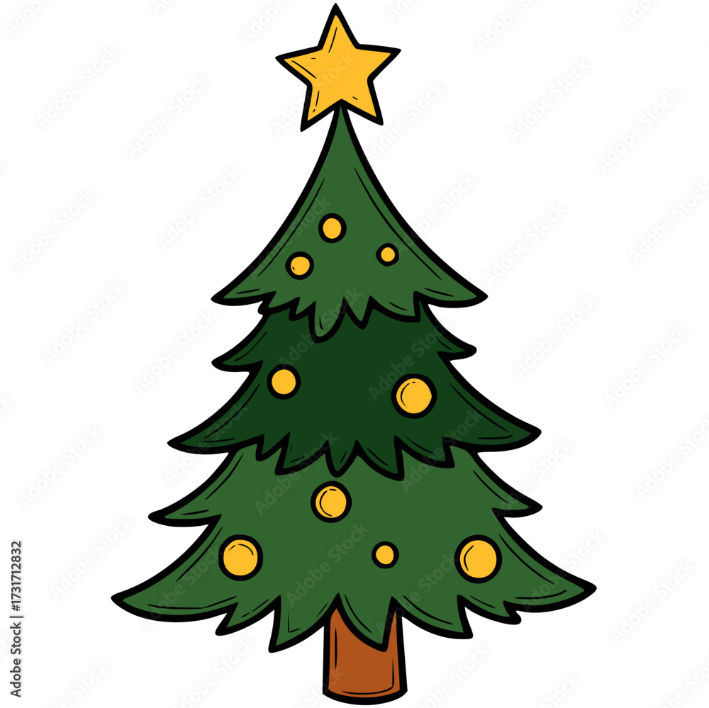 Fototapeta premium Christmas Tree Cartoon Illustration
