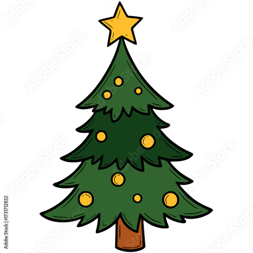Christmas Tree Cartoon Illustration