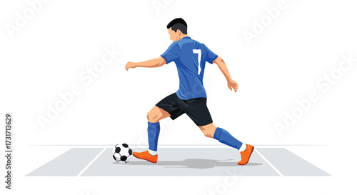 Dynamic soccer player illustration: Showcasing agility and precision in action on the field, displaying focus and skill during the game