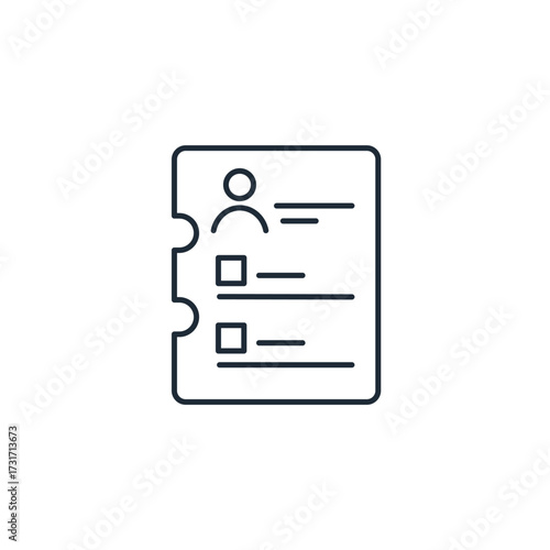 Information document. Personal characteristics, features.Professional qualities and abilities. Vector linear icon illustration isolated on white background.