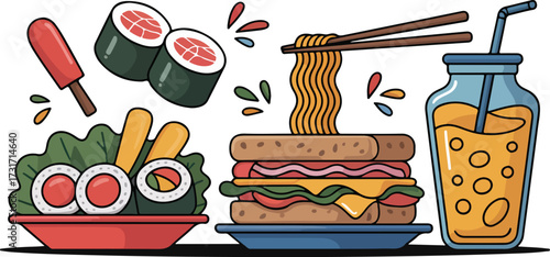 Sushi and Sandwich Meal with Drink