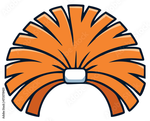 Orange Headdress Cartoon Style Native American Feather Warbonnet Illustration