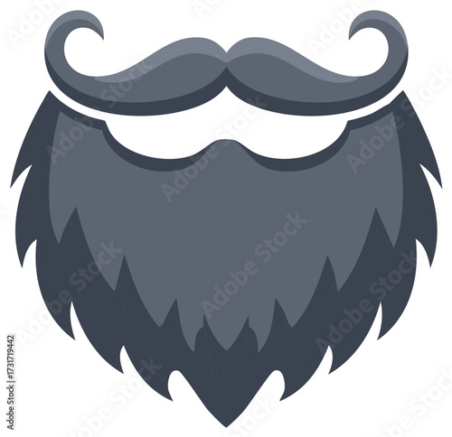 Stylized gray beard and mustache combination with sharp jagged edges and subtle shading
