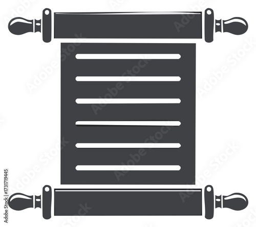 Ancient Text Scroll with Handles Rolled Message Vector Illustration