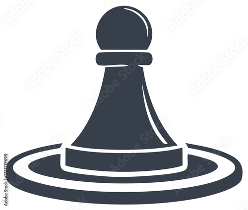 Stylized dark chess pawn icon representing strategy game piece and power