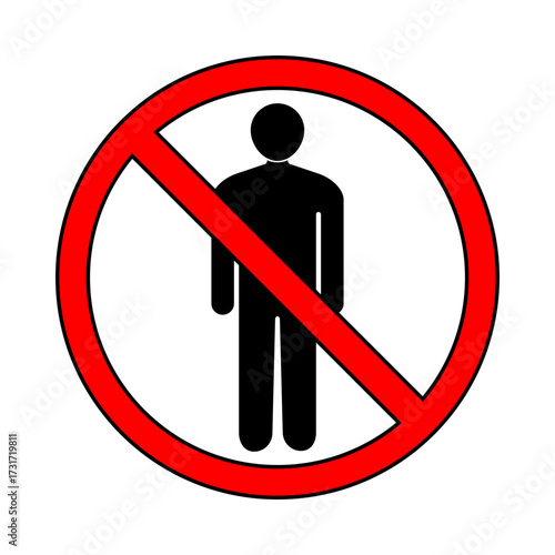 No Entry Person Forbidden Sign, Man Prohibited Area Icon, Do Not Enter Safety Symbol
