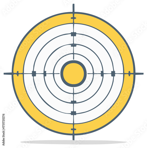 Yellow and grey circular target with scope crosshairs a symbol of accuracy and goals