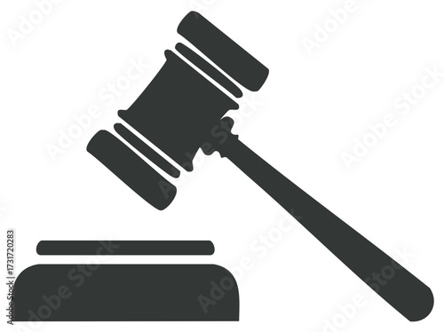 Court Gavel Vector Graphic, Law and Justice Symbol, Legal Decision Tool on Block, Judgement Illustration