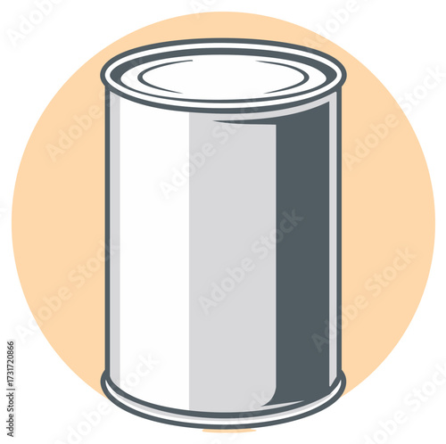 Cartoon Illustration of Closed Food Can, Gray Metal Container, Canned Goods, Illustration