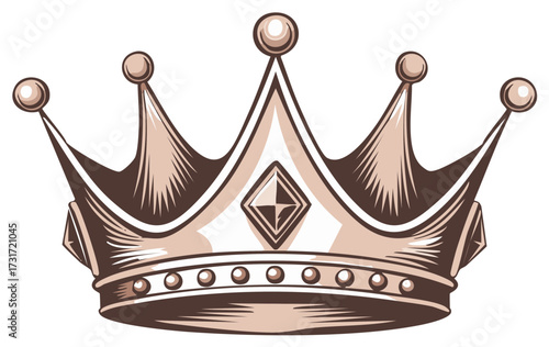 Elegant Crown Emblem with Ornate Spikes and Gemstone Detail, Symbolic of Royalty and Power