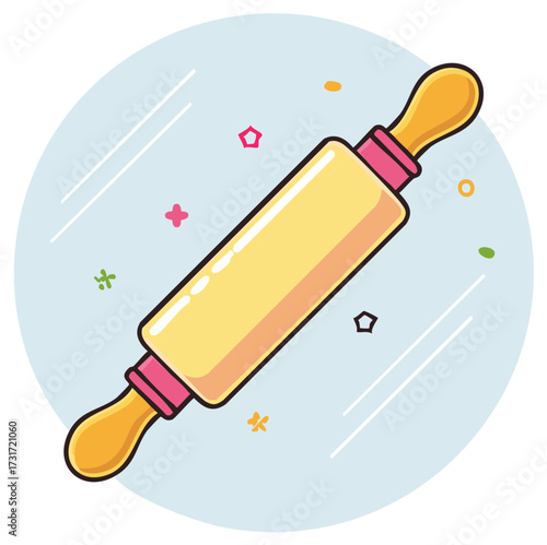 Cute rolling pin kitchen utensil vector illustration for cooking and baking design